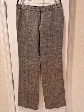 JCrew Collection - Black/Cream Herringbone Linen Pants - Ladies 10 NWT